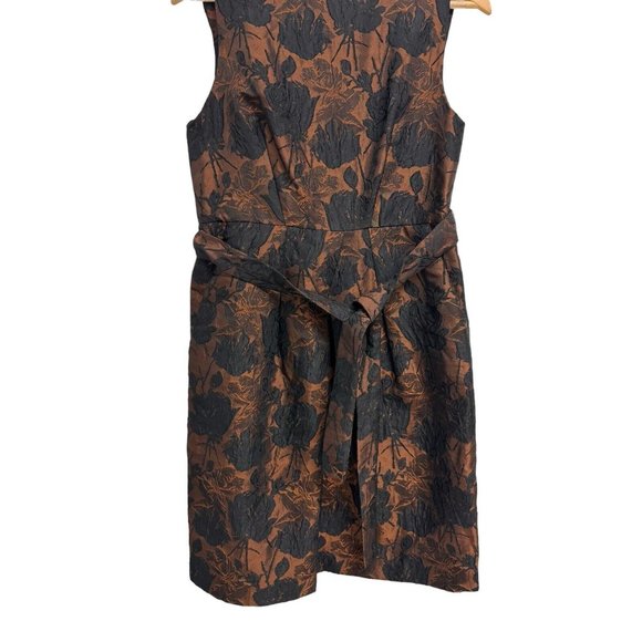 Talbots Women's Sleeveless Black And Brown Floral Sheath Formal Dress Size 8 - Picture 2 of 11